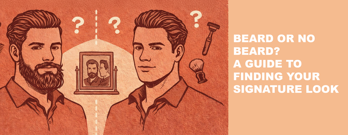 two men beards shaving tools 