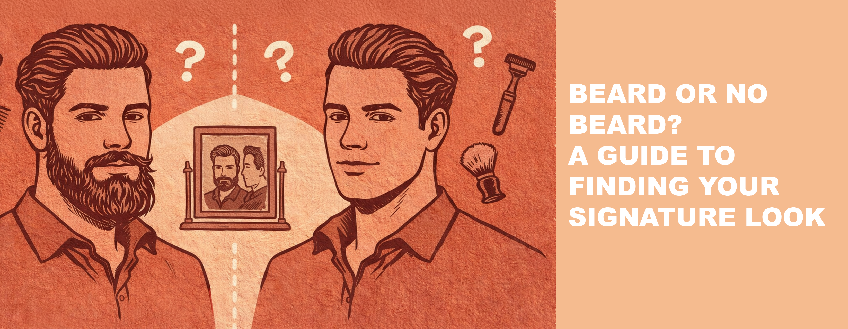 two men beards shaving tools 