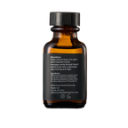 Hemlock Cedarwood Beard Oil amber glass bottle, back label with directions and ingredient list