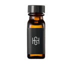 Hemlock Cedarwood Beard Oil amber glass bottle, front view with HG logo label and black cap