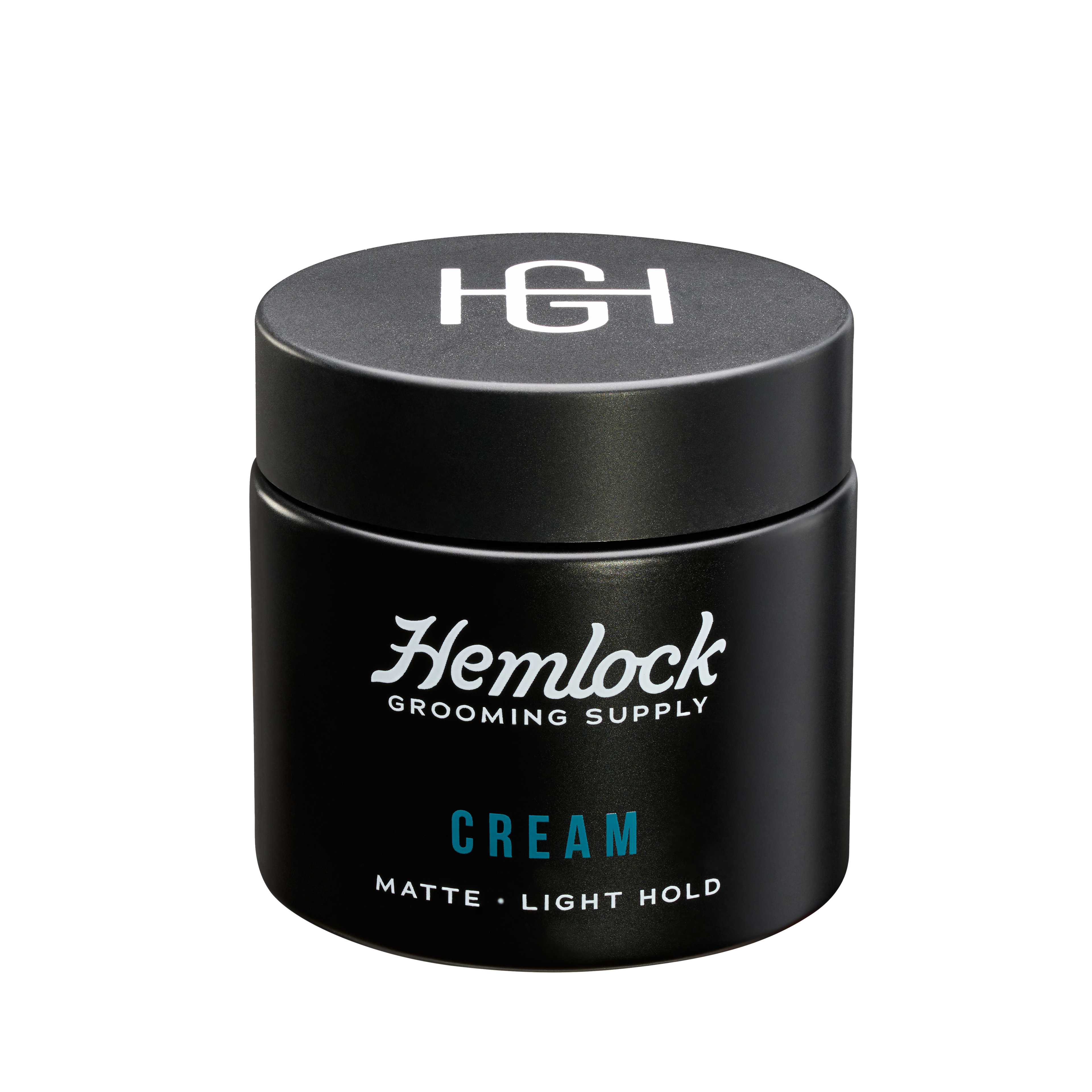 Hemlock Hair Cream 2 oz matte light-hold styling cream jar, front label with HG logo lid