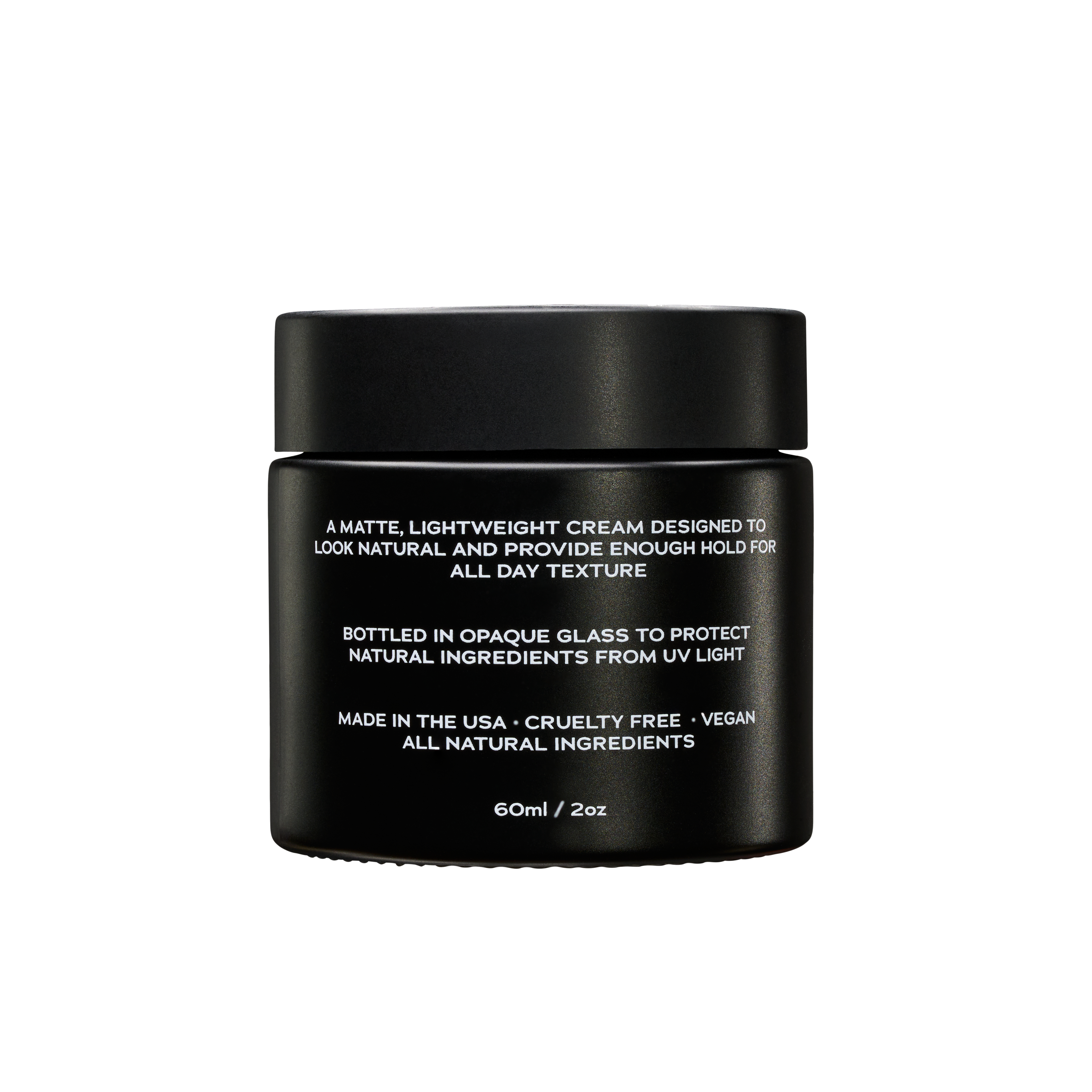 Hemlock Hair Cream 2 oz matte lightweight styling cream jar, back label with product details